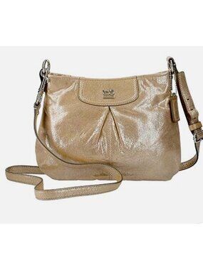 Coach Metallic Gold Leather Swingpack Crossbody Bag